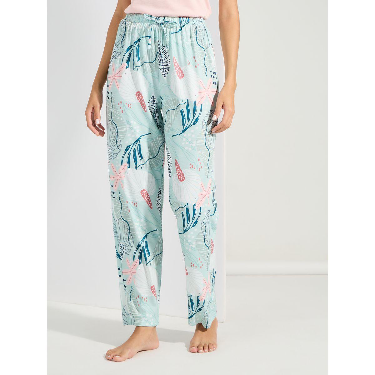 Styli Unwind Solid Cami & Tropical Print Pyjama Set-women-clothing-nightwear-pyjamas-longsets-image-5