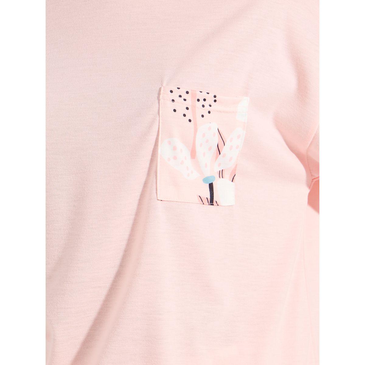 Styli Unwind Large Scale Floral Print Pocket T-Shirt & Pyjama Set-women-clothing-nightwear-pyjamas-longsets-image-3