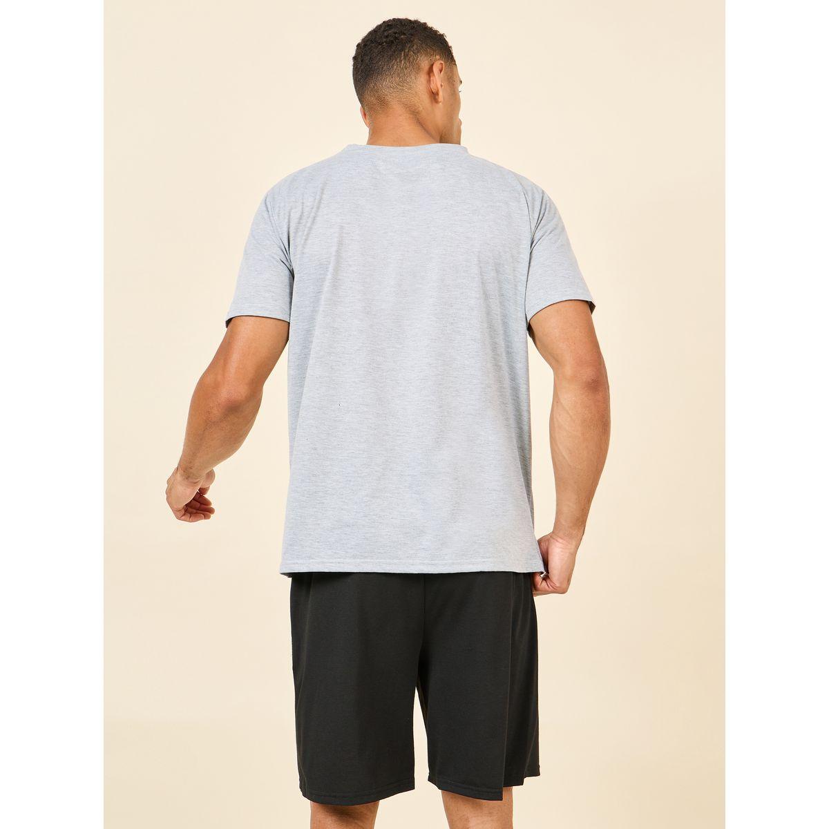 Styli Unwind Good Luck Print Crew Neck T-shirt and Short Set-men-clothing-nightwear-sets-image-5