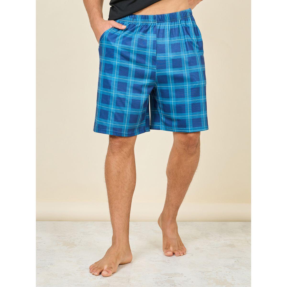 Styli Unwind New York City Print Crew Neck T-shirt and Checkered Short Set-men-clothing-nightwear-sets-image-4