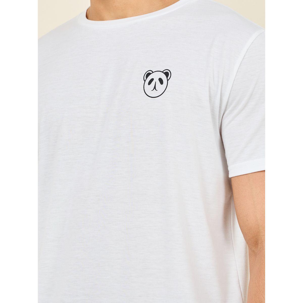 Styli Unwind Panda Print Crew Neck T-shirt and Checkered  Short Set-men-clothing-nightwear-sets-image-4