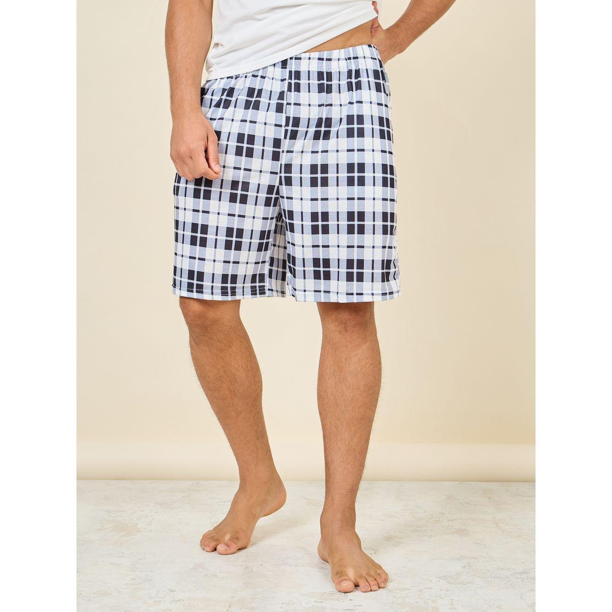 Styli Unwind Panda Print Crew Neck T-shirt and Checkered  Short Set-men-clothing-nightwear-sets-image-5