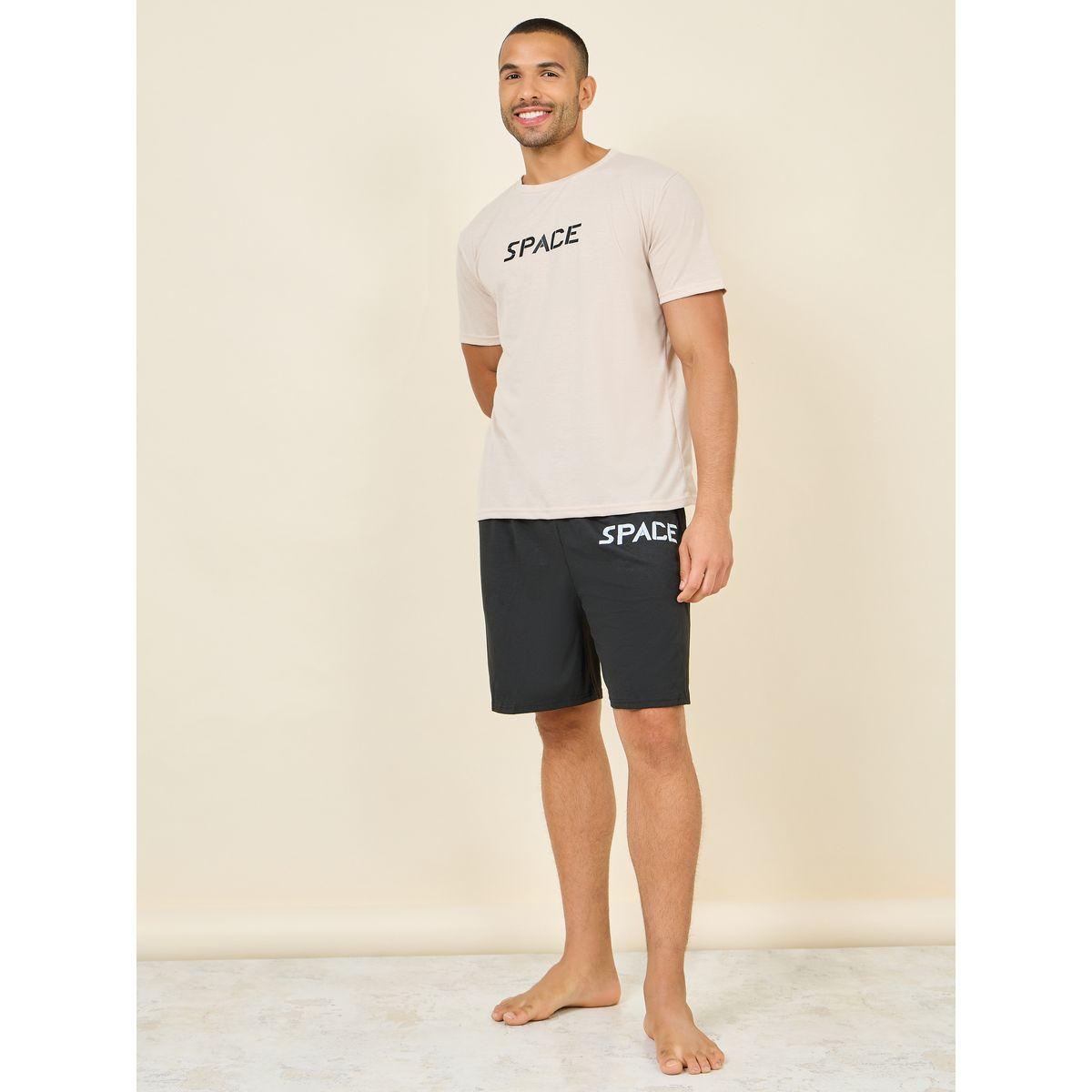 Styli Unwind Space Print Round Neck T-shirt and Short Set-men-clothing-nightwear-sets-image-1