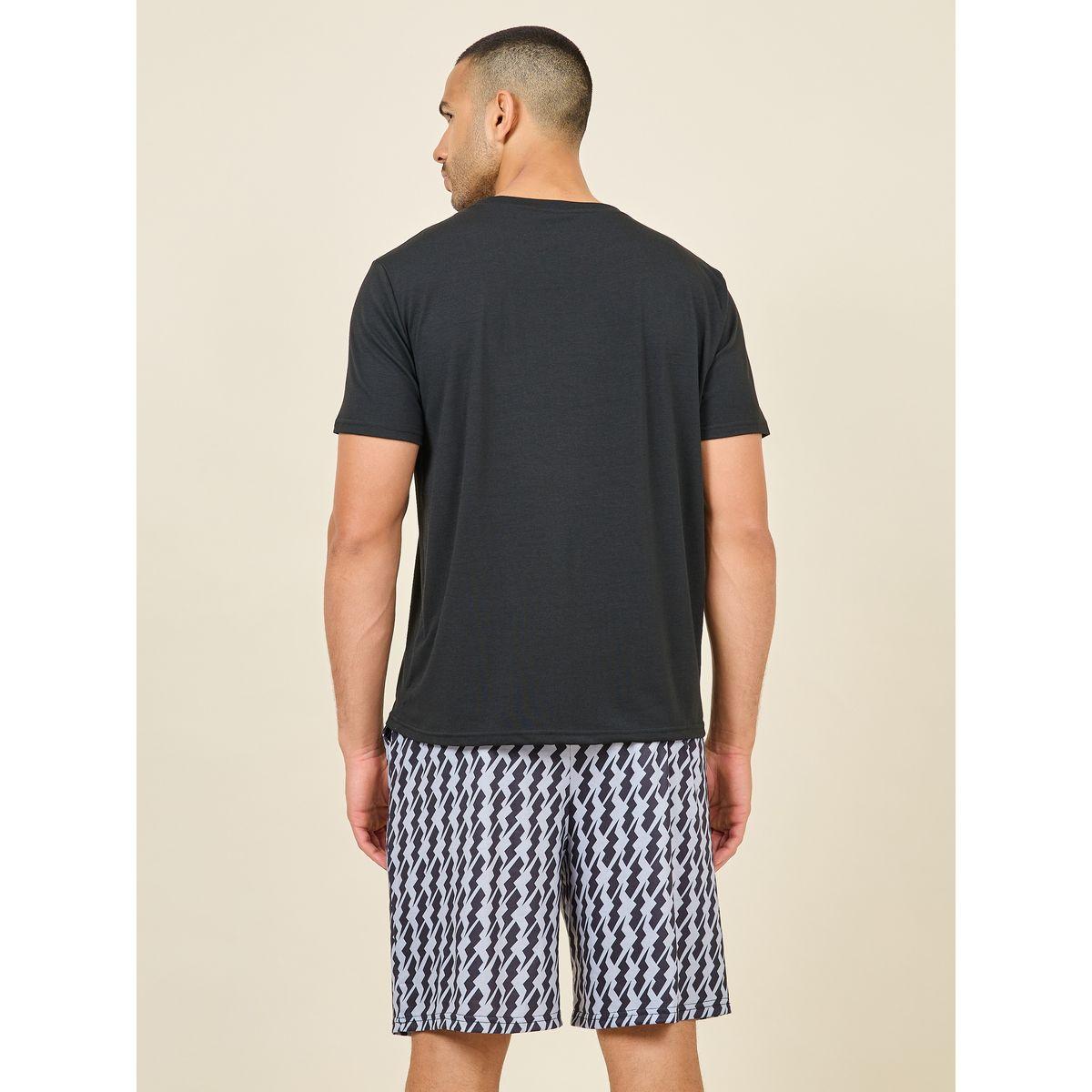 Styli Unwind Flash Print Pocket Crew Neck T-shirt and AOP Short Set-men-clothing-nightwear-sets-image-5
