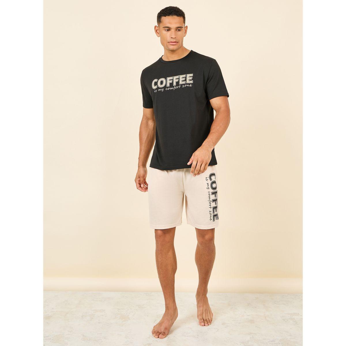 مجموعة من شورت وتيشيرت بطبعة كتابة-men-clothing-nightwear-sets-image-2