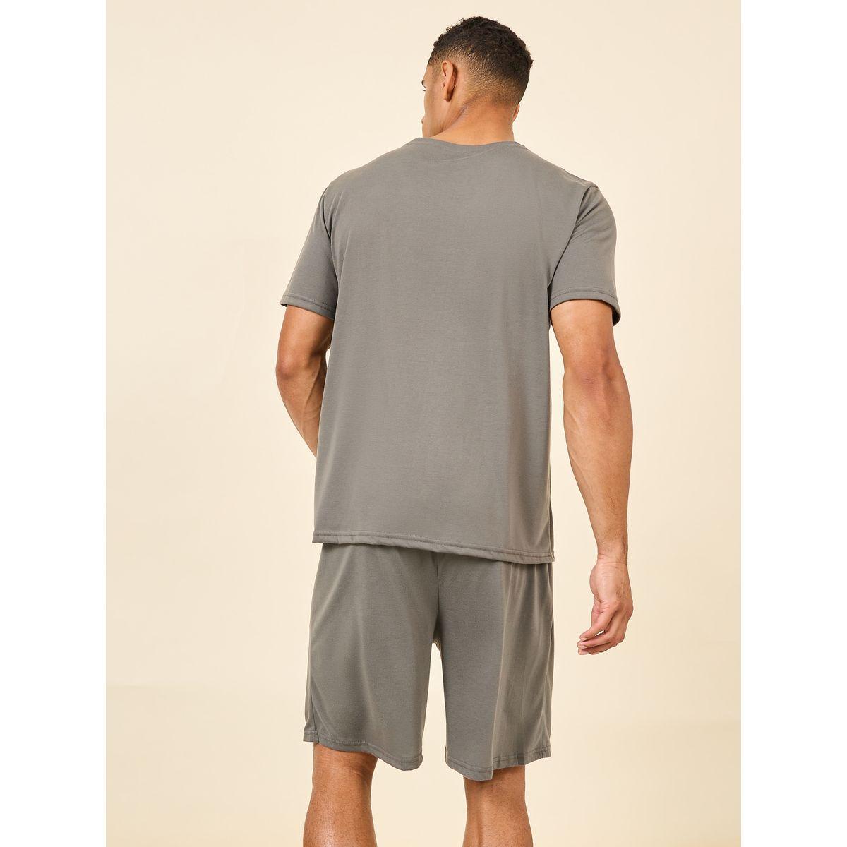 Styli Unwind Weekend Print Crew Neck T-shirt and Short Set-men-clothing-nightwear-sets-image-5