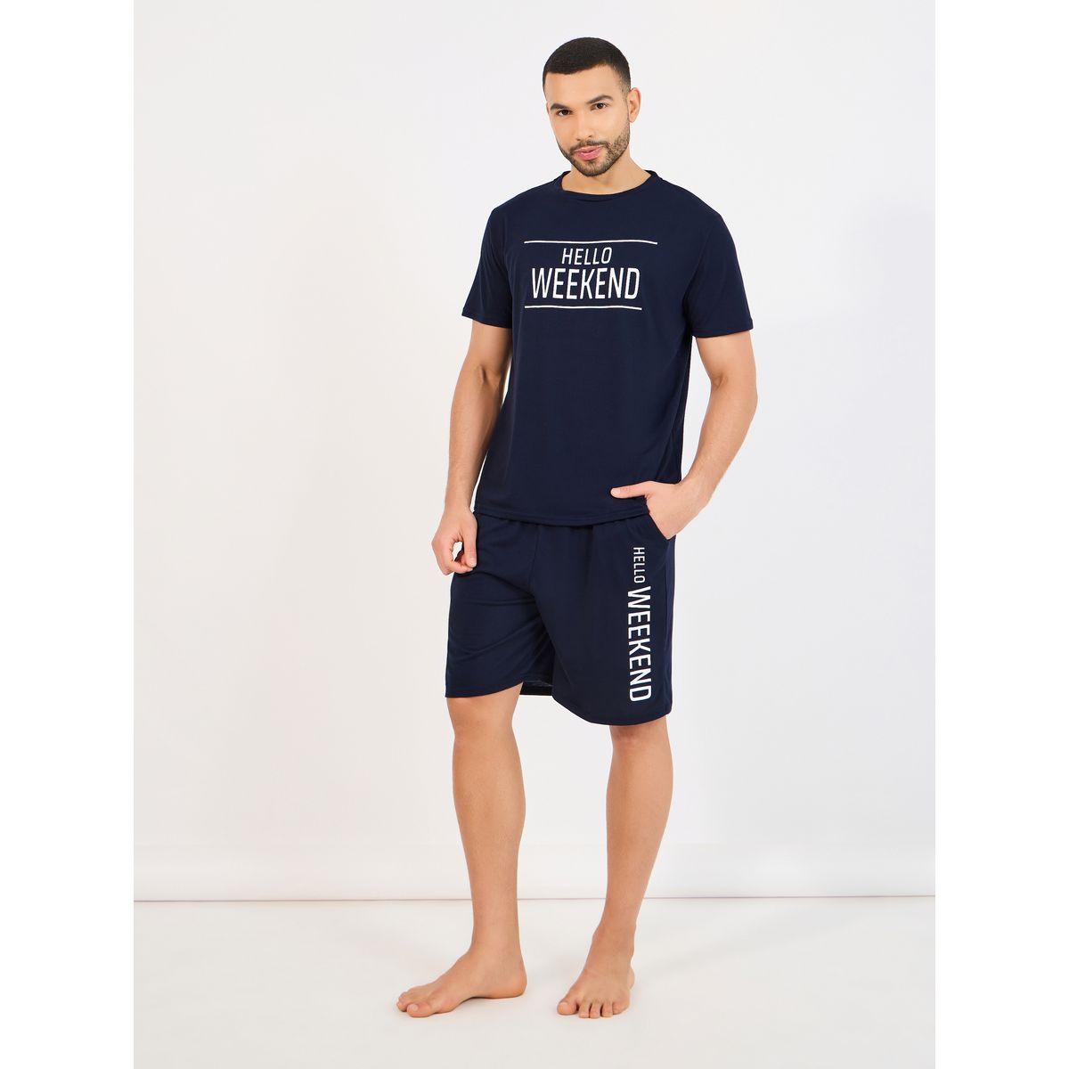 مجموعة من شورت وتيشيرت بياقة دائرية-men-clothing-nightwear-sets-image-2