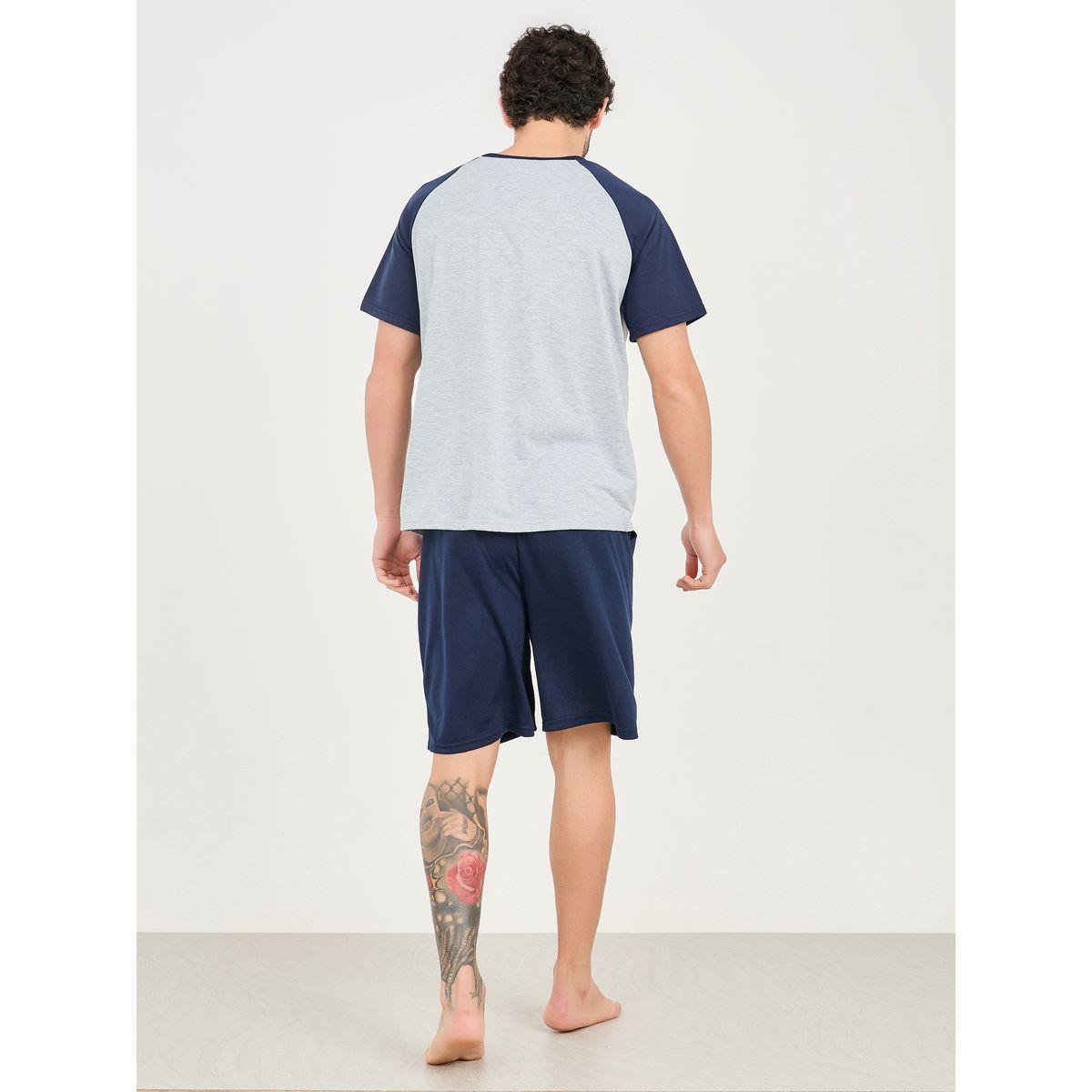 Styli Unwind Eat Sleep Repeat Print Crew Neck T-shirt and Short Set-men-clothing-nightwear-sets-image-5