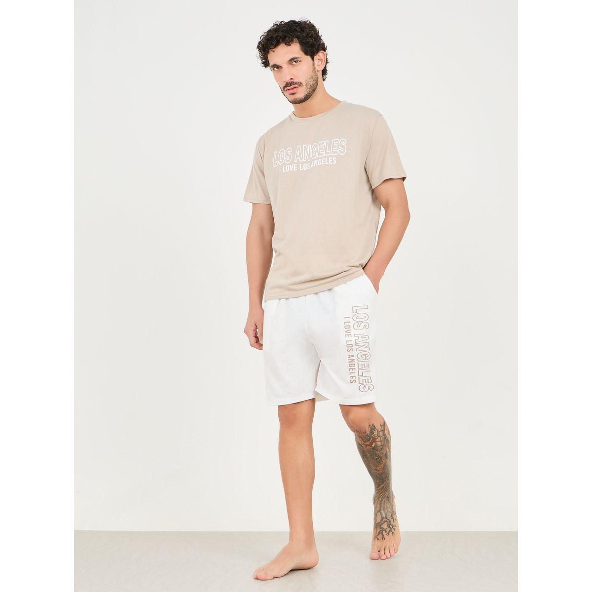 Styli Unwind Los Angeles Printed T-shirt and Contrast Side Print Short Set-men-clothing-nightwear-sets-image-1