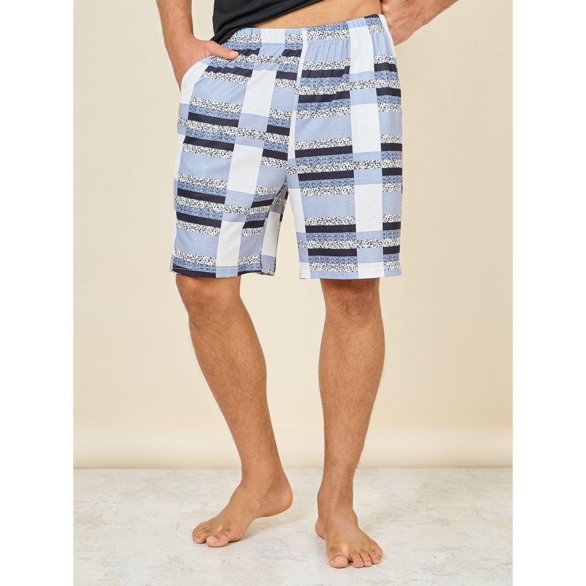 مجموعة من شورت وتيشيرت مطبع بكتابة-men-clothing-nightwear-sets-image-5