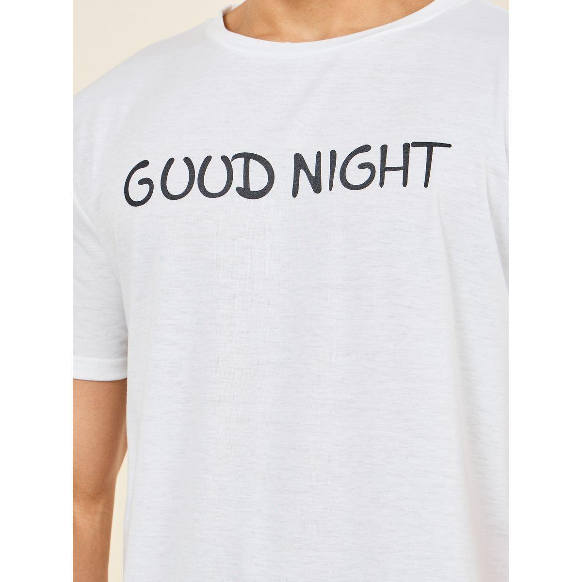 Styli Unwind Good Night Print Crew Neck T-shirt and Checkered Short Set-men-clothing-nightwear-sets-image-3