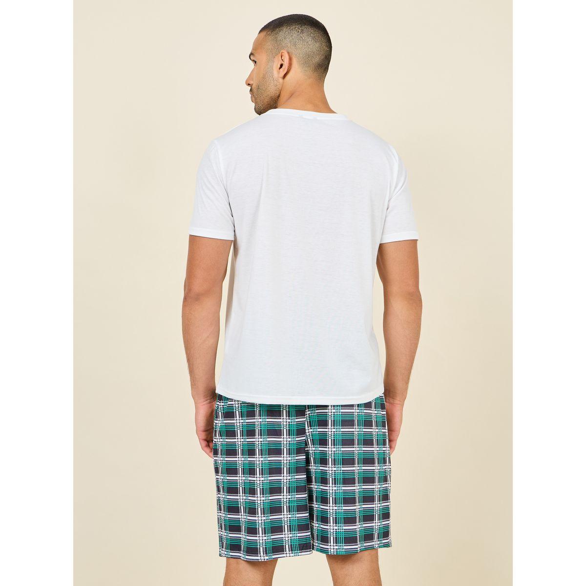 شورت مطبع بكتابة وتيشيرت بطبعة كتابة-men-clothing-nightwear-sets-image-5