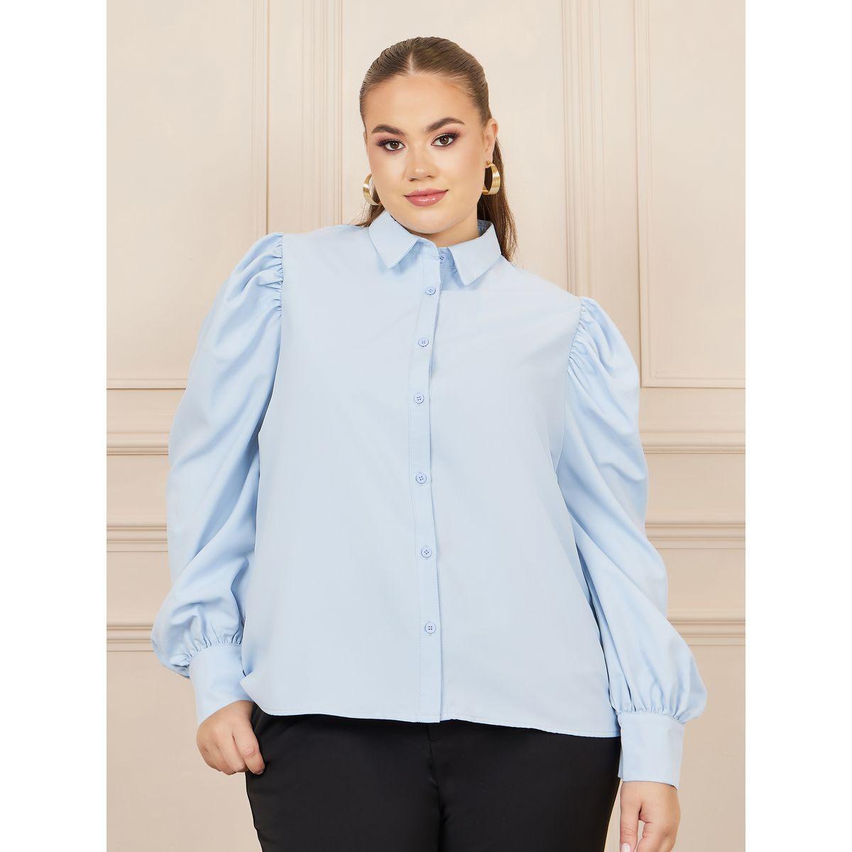 Styli Plus Puff Long Sleeve Button Down Shirt-women-clothing-shirtsandblouses-shirts-image-3