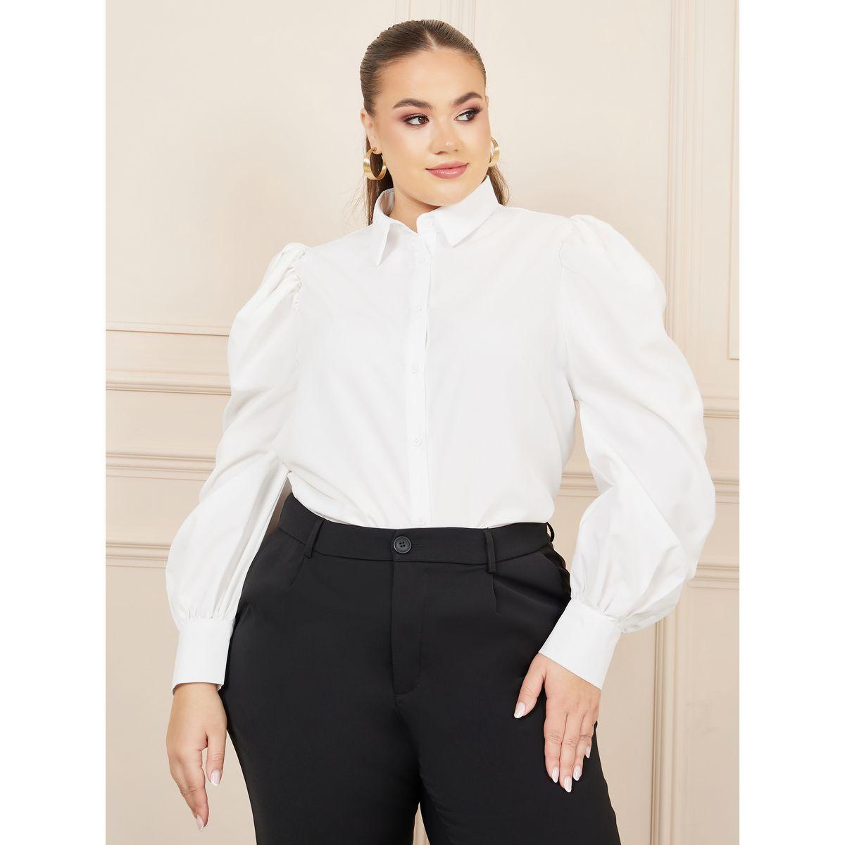 Styli Plus Puff Long Sleeve Button Down Shirt-women-clothing-shirtsandblouses-shirts-image-1