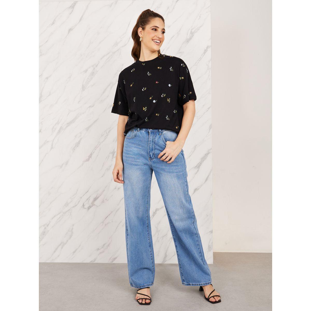 Styli Elevate Oversized All Over Floral Embroidered Front T-Shirt-women-clothing-tshirts-image-2