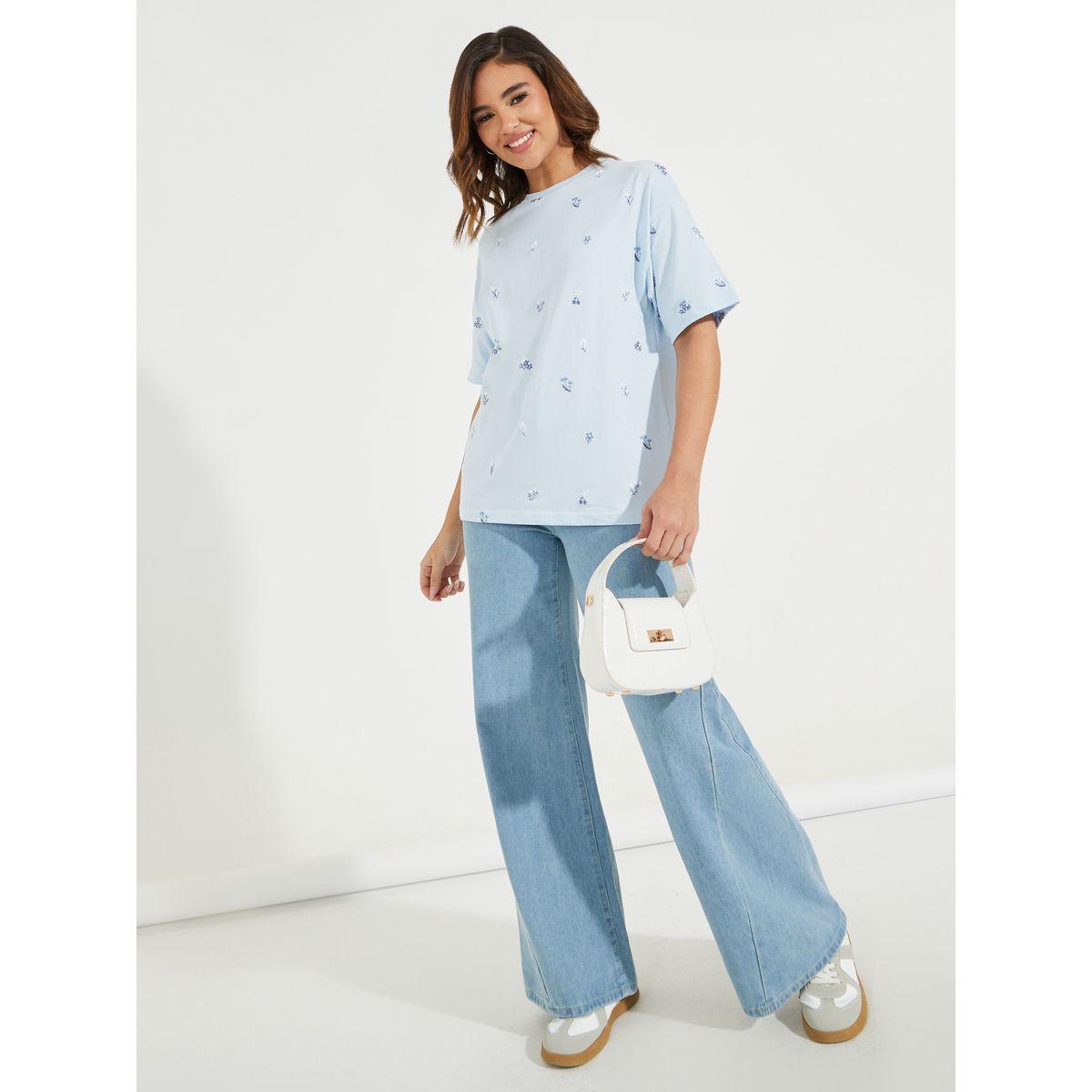 Styli Elevate Oversized All Over Floral Embroidered Front T-Shirt-women-clothing-tshirts-image-2