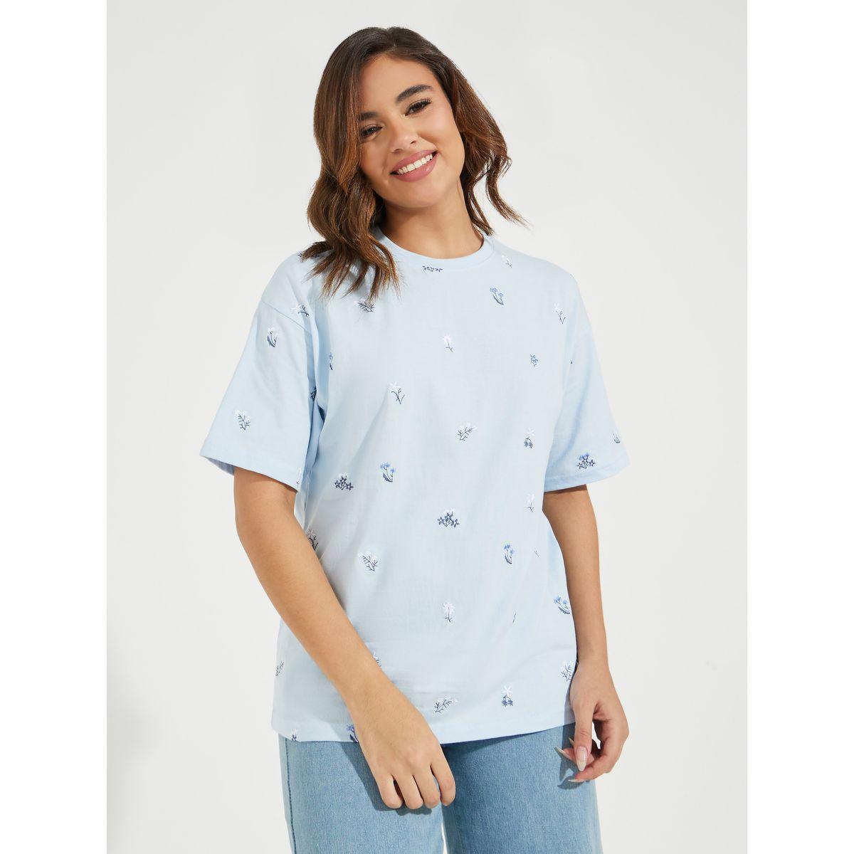 Styli Elevate Oversized All Over Floral Embroidered Front T-Shirt-women-clothing-tshirts-image-3