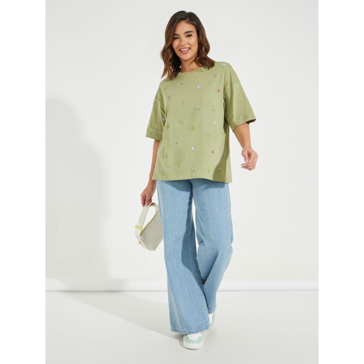 Styli Elevate Oversized All Over Floral Embroidered Front T-Shirt-women-clothing-tshirts-image-2