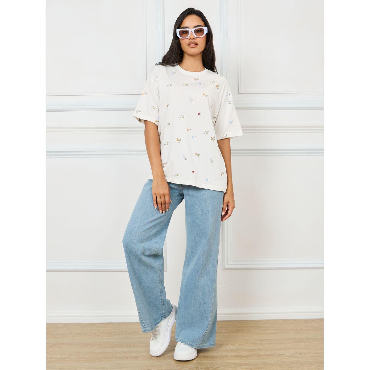 Styli Elevate Oversized All Over Floral Embroidered Front T-Shirt-women-clothing-tshirts-image-2