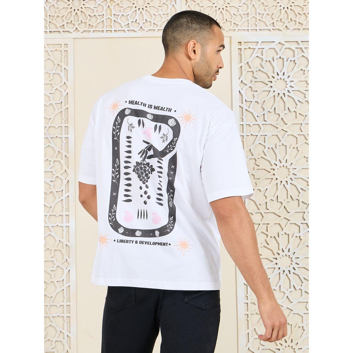 Styli Oversized Health Graphic Back Print Compact Jersey T-shirt-men-clothing-tshirtsandpolos-tshirts-image-1