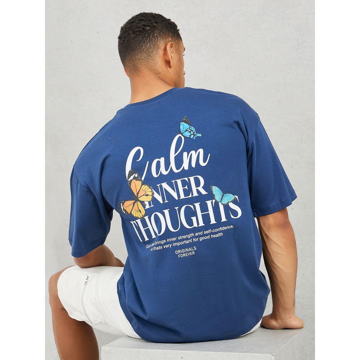 Styli Oversized Back Butterfly Slogan Print Compact Jersey T-shirt-men-clothing-tshirtsandpolos-tshirts-image-1