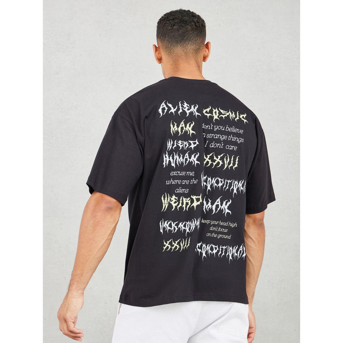 تيشيرت جيرسيه واسع مطبع بكتابة-men-clothing-tshirtsandpolos-tshirts-image-6
