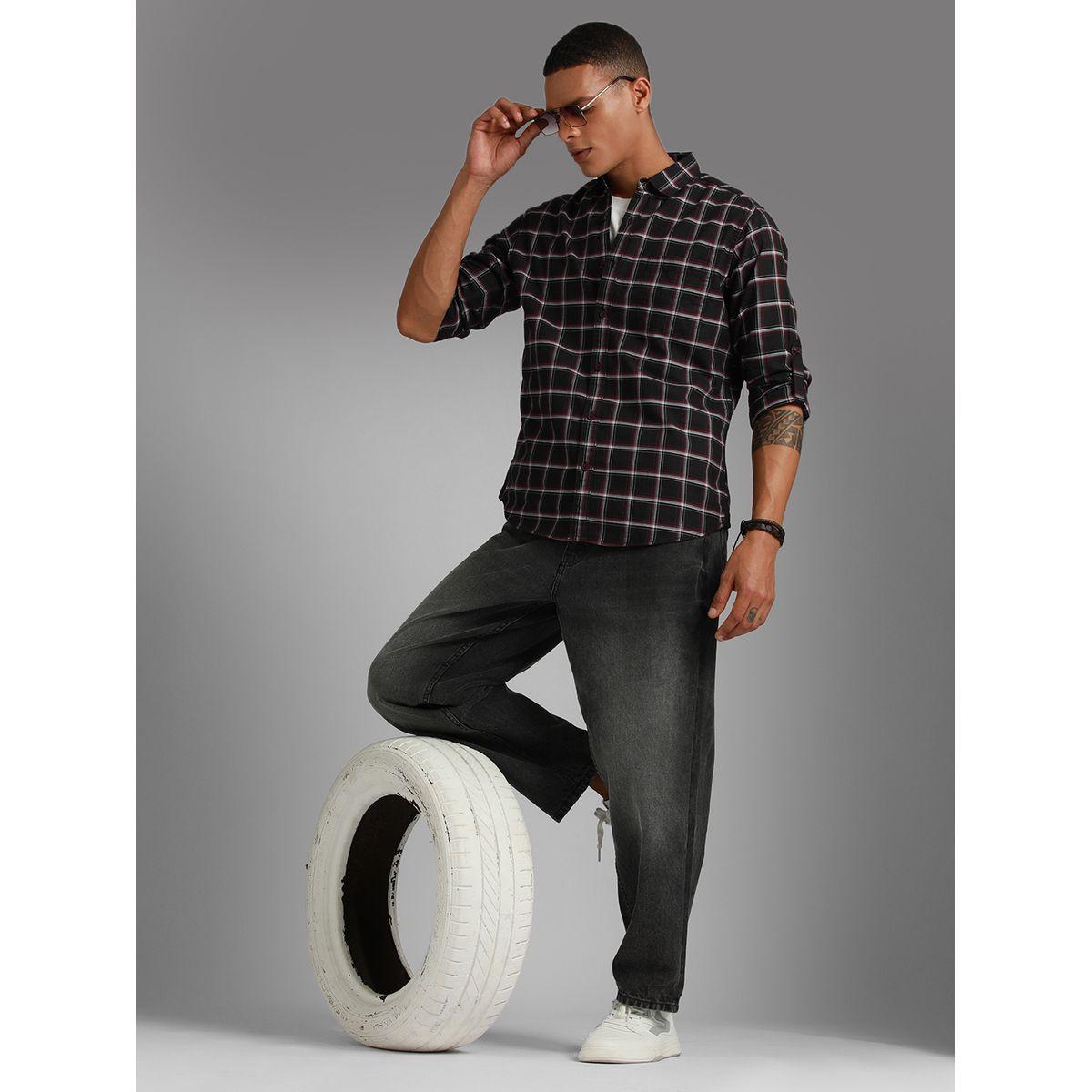 قميص كاروهات مع تفاصيل جيب هاي ستار × ستايلي-men-clothing-shirts-image-4