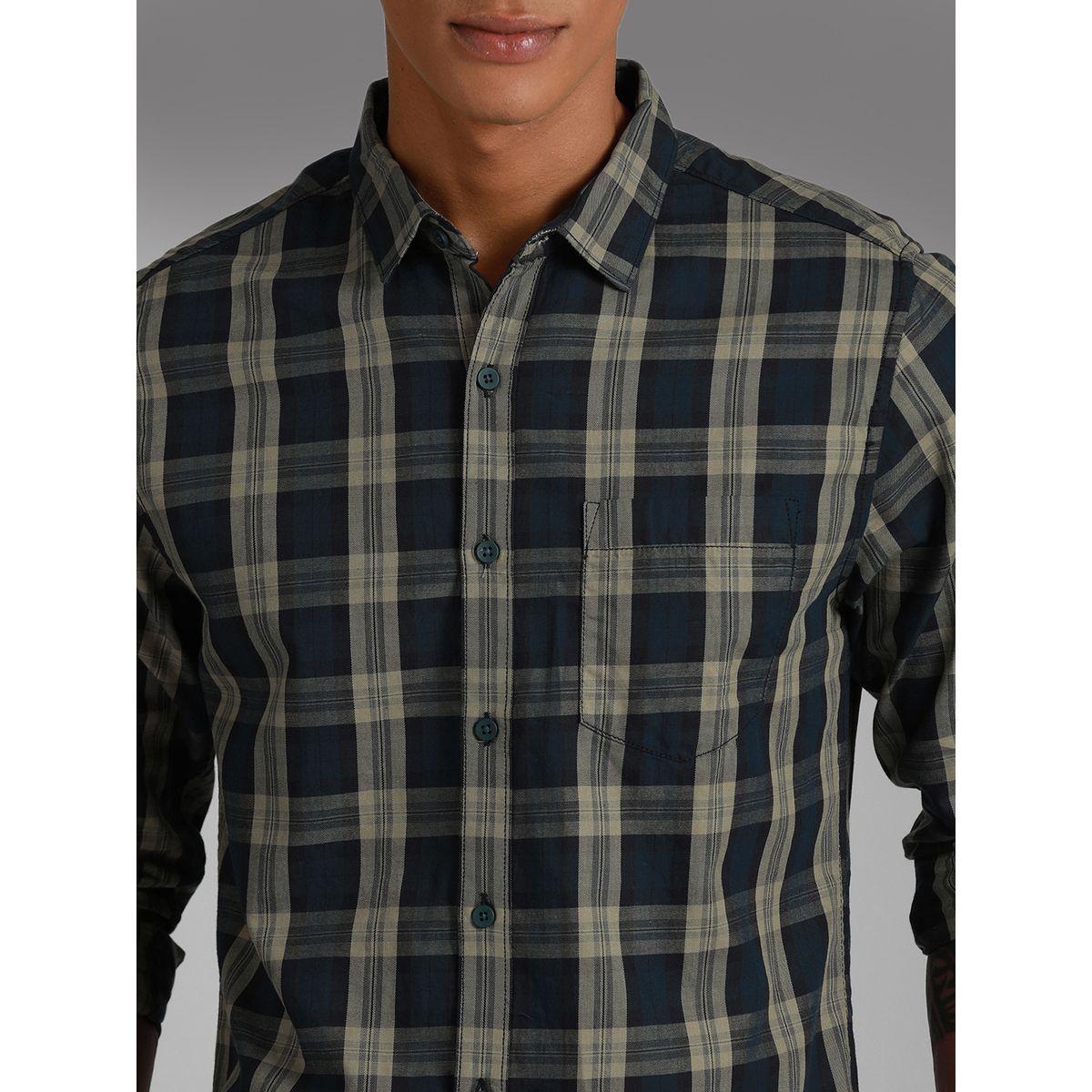 High Star X Styli Tartan Checked Spread Collar Shirt with Roll Up Sleeves-men-clothing-shirts-image-2