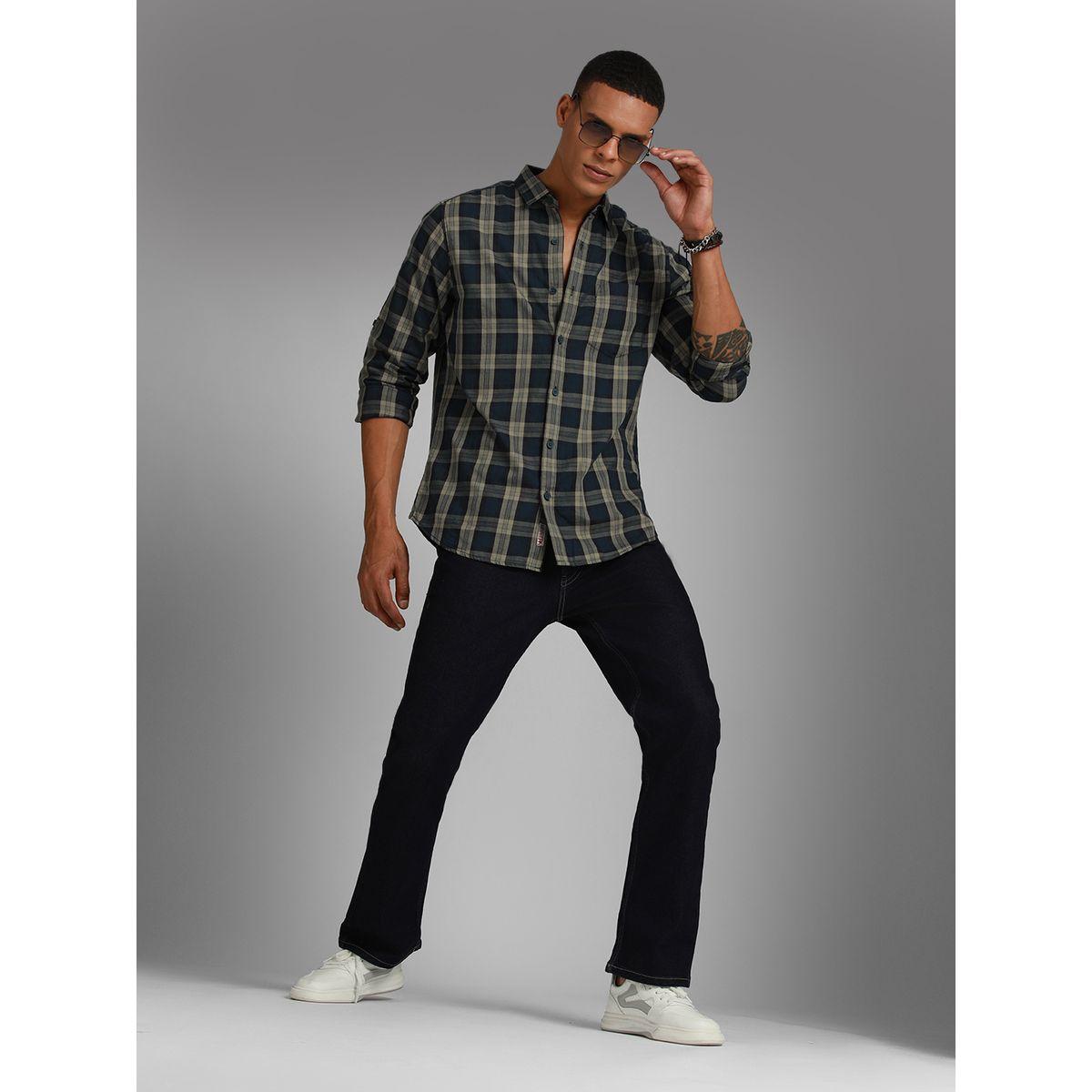 High Star X Styli Tartan Checked Spread Collar Shirt with Roll Up Sleeves-men-clothing-shirts-image-4