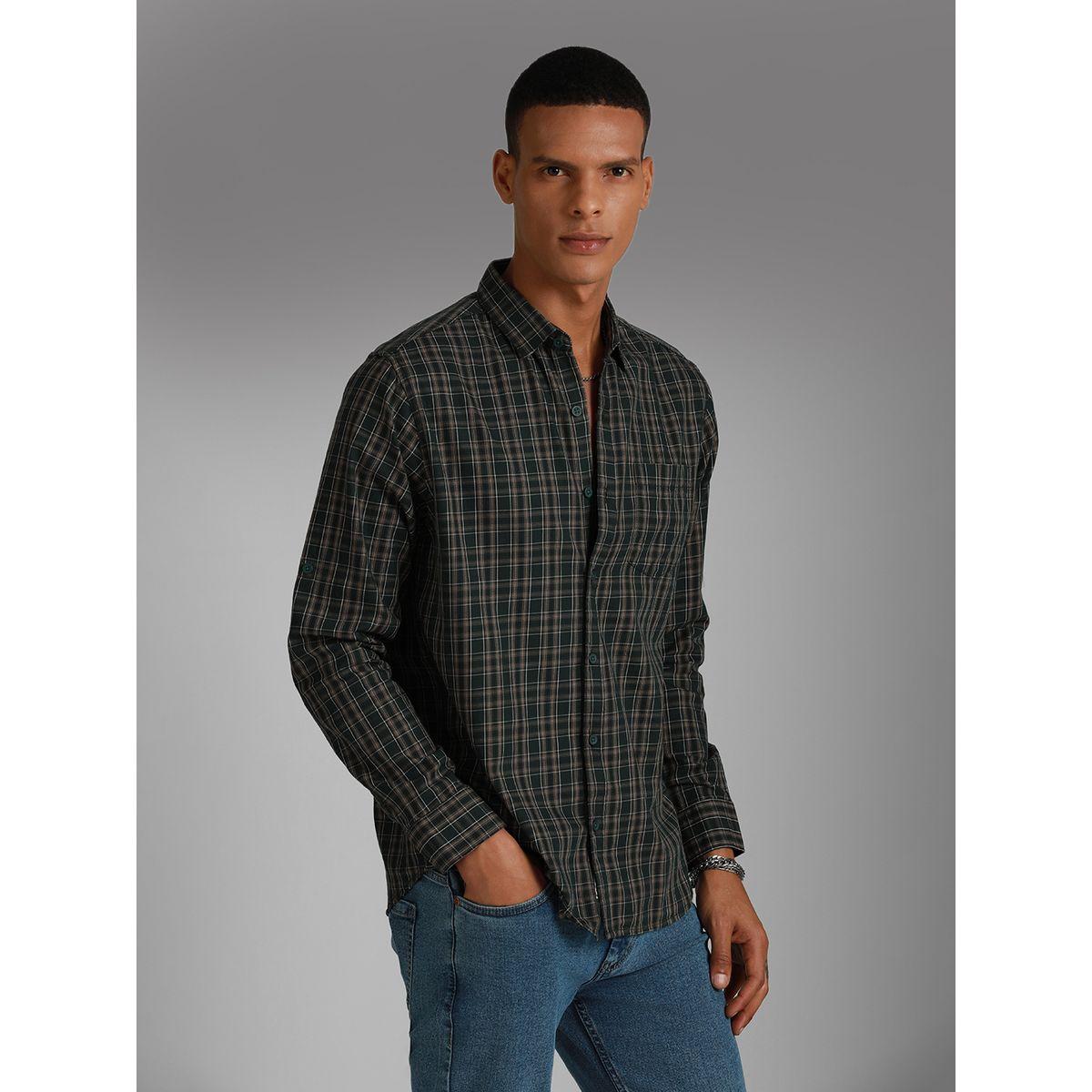 قميص كاروهات بنمط تارتان مع جيب هاي ستار × ستايلي-men-clothing-shirts-image-1