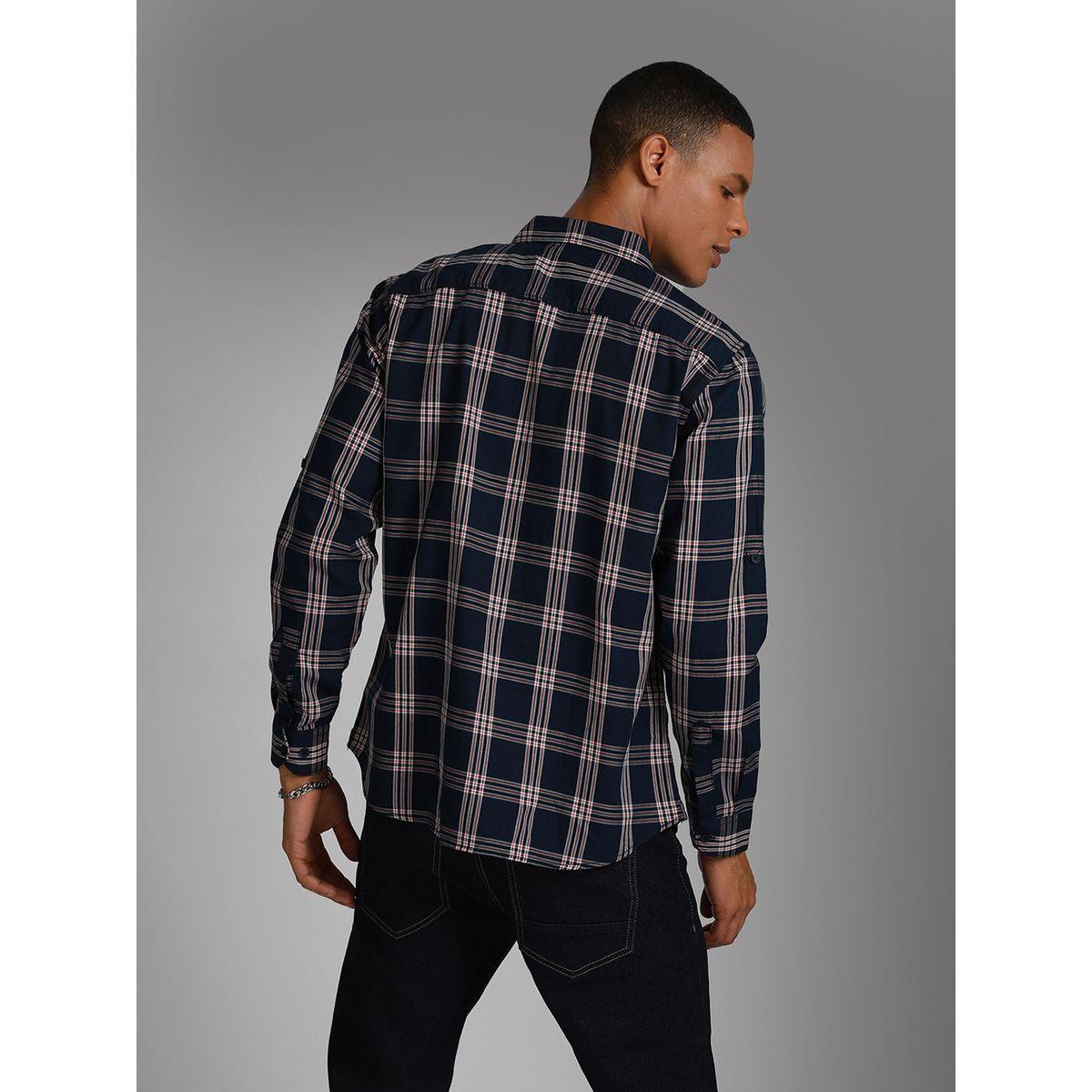 قميص كاروهات بنمط تارتان مع جيب هاي ستار × ستايلي-men-clothing-shirts-image-3