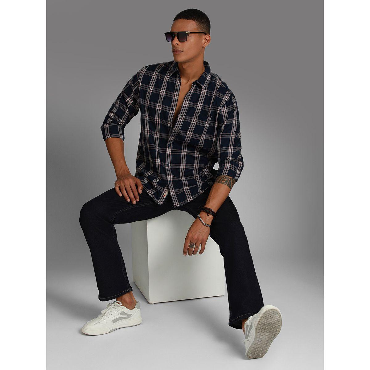 قميص كاروهات بنمط تارتان مع جيب هاي ستار × ستايلي-men-clothing-shirts-image-4