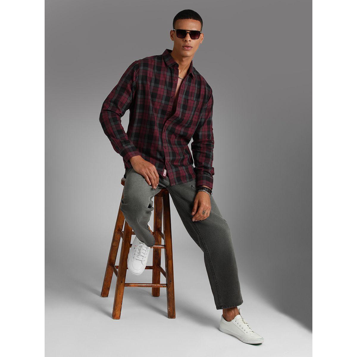 High Star X Styli Tartan Checked Spread Collar Cotton Shirt-men-clothing-shirts-image-4