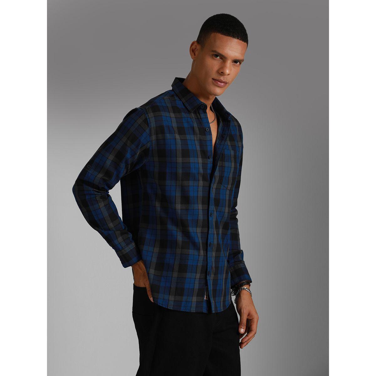 قميص كاروهات بياقة سبريد واكمام طويلة هاي ستار × ستايلي-men-clothing-shirts-image-1