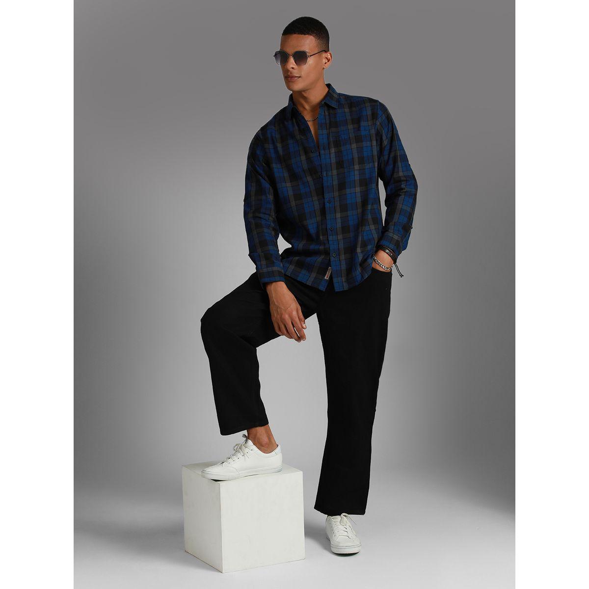 قميص كاروهات بياقة سبريد واكمام طويلة هاي ستار × ستايلي-men-clothing-shirts-image-4