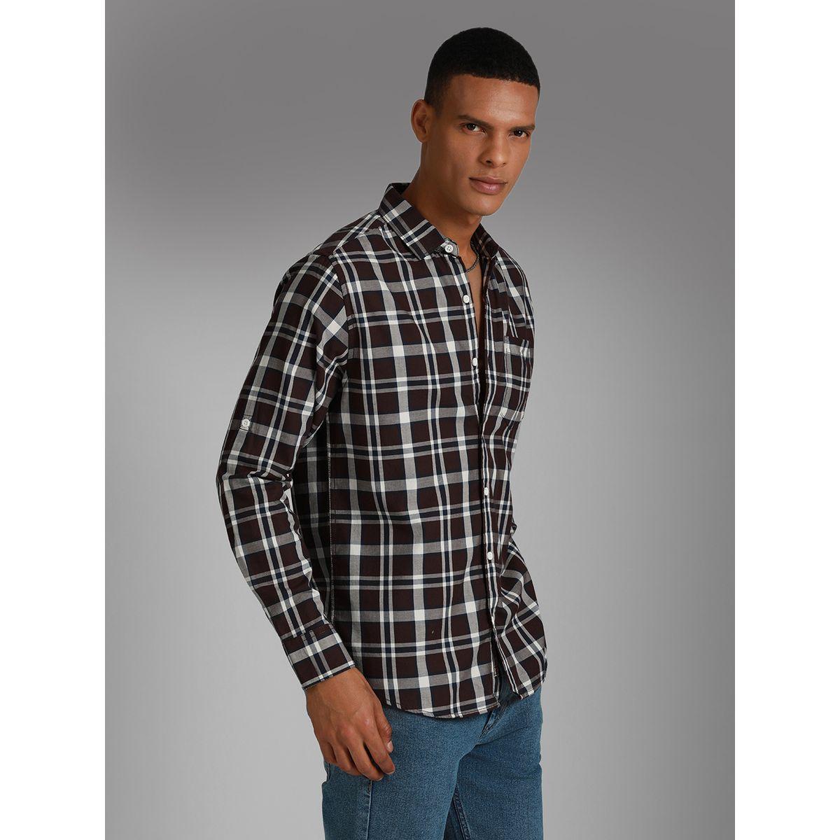 قميص كاروهات بنمط تارتان وتفاصيل جيب هاي ستار × ستايلي-men-clothing-shirts-image-1