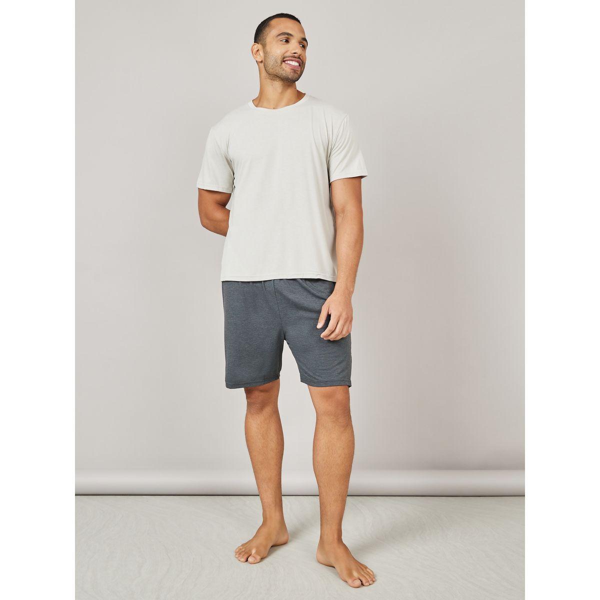 Styli Unwind Cotton Stretch Crew Neck T-shirt and Short Set-men-clothing-nightwear-sets-image-1