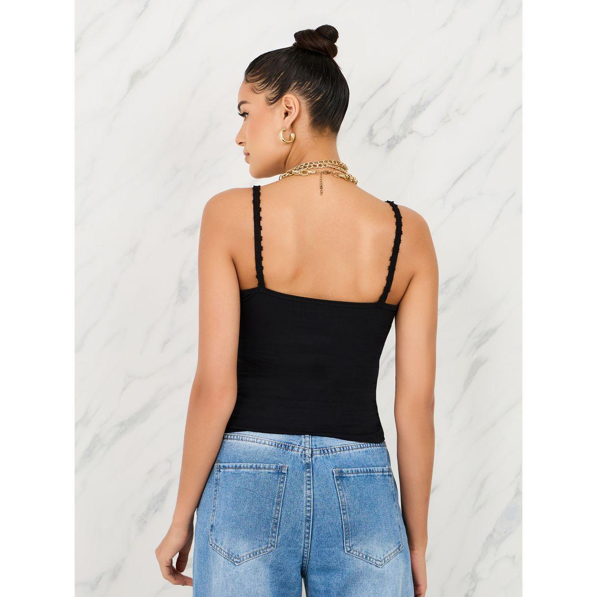 Styli Cotton Lycra Fitted Strappy Cropped Tank-women-clothing-tshirts-image-5