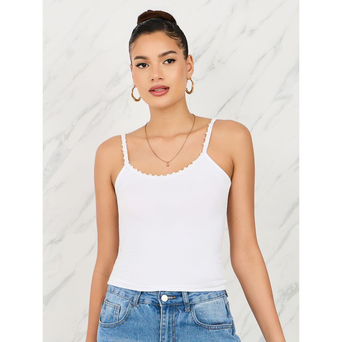 Styli Cotton Lycra Fitted Strappy Cropped Tank-women-clothing-tshirts-image-1