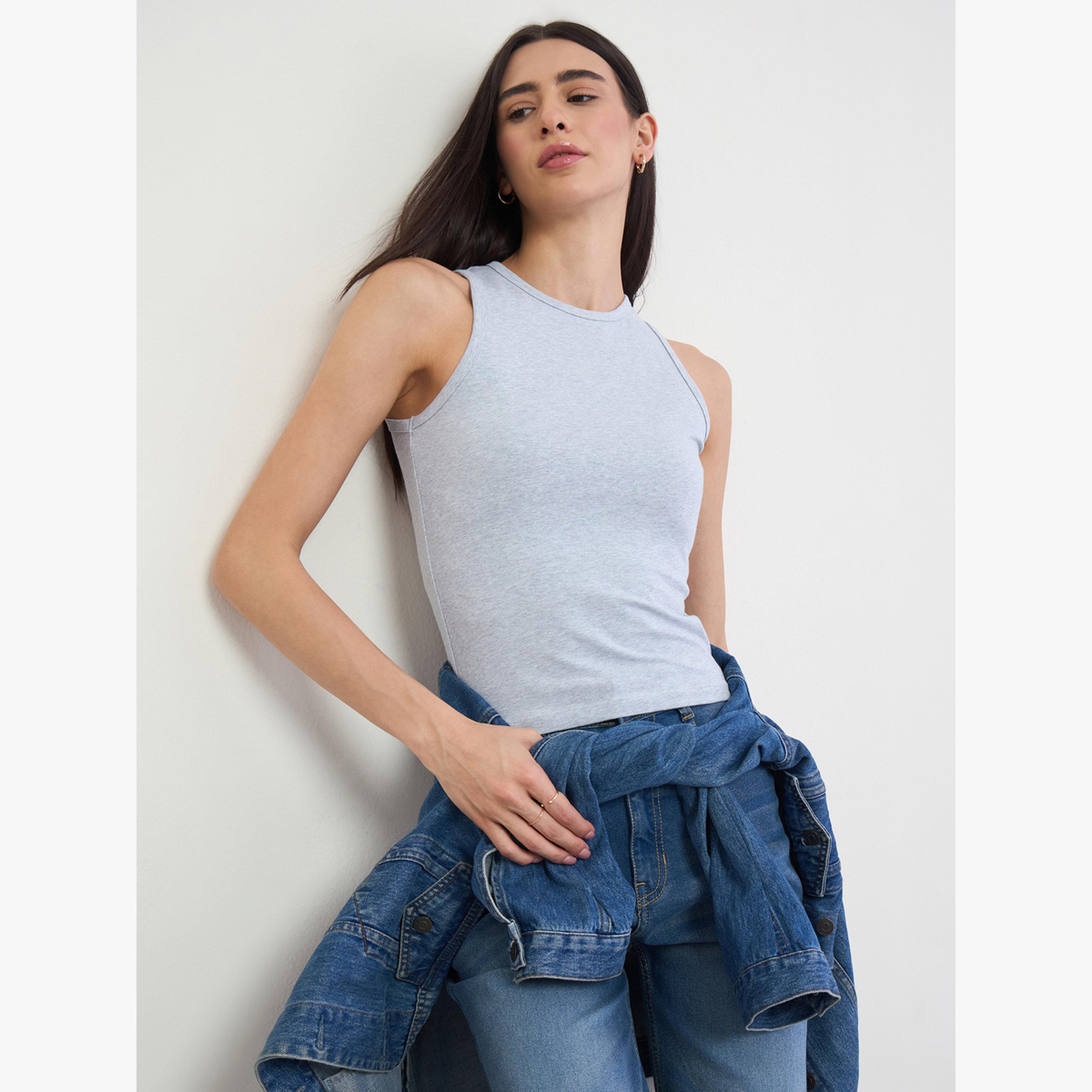 عبوة من 2 بلوزة قطن بدون أكمام-women-clothing-tshirts-image-2