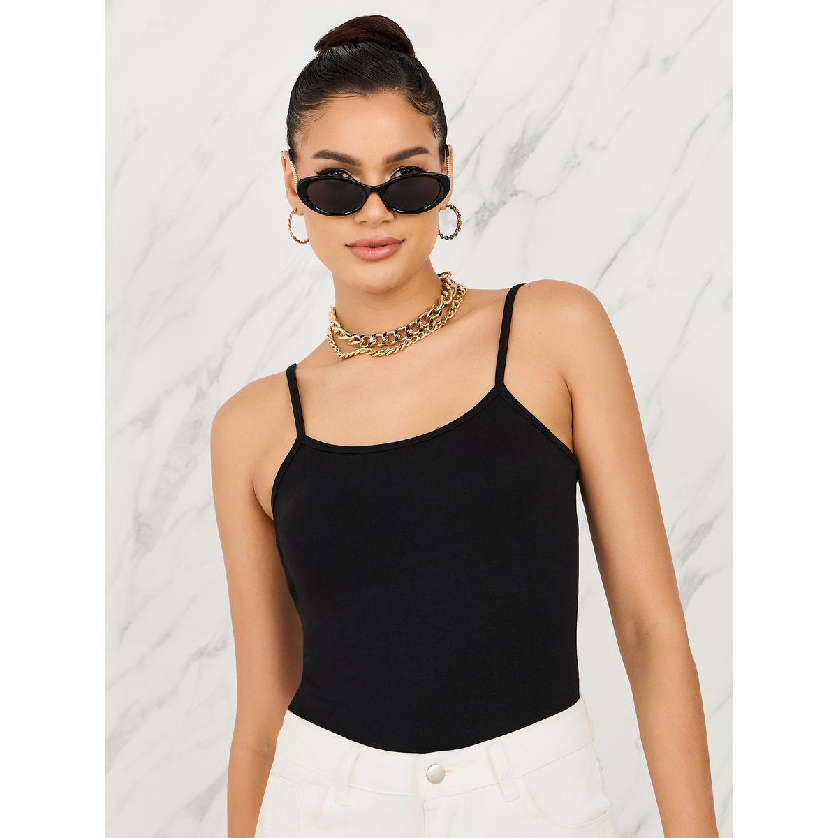 Styli Fitted Solid Scoop Neck Strappy Tank-women-clothing-tshirts-image-1
