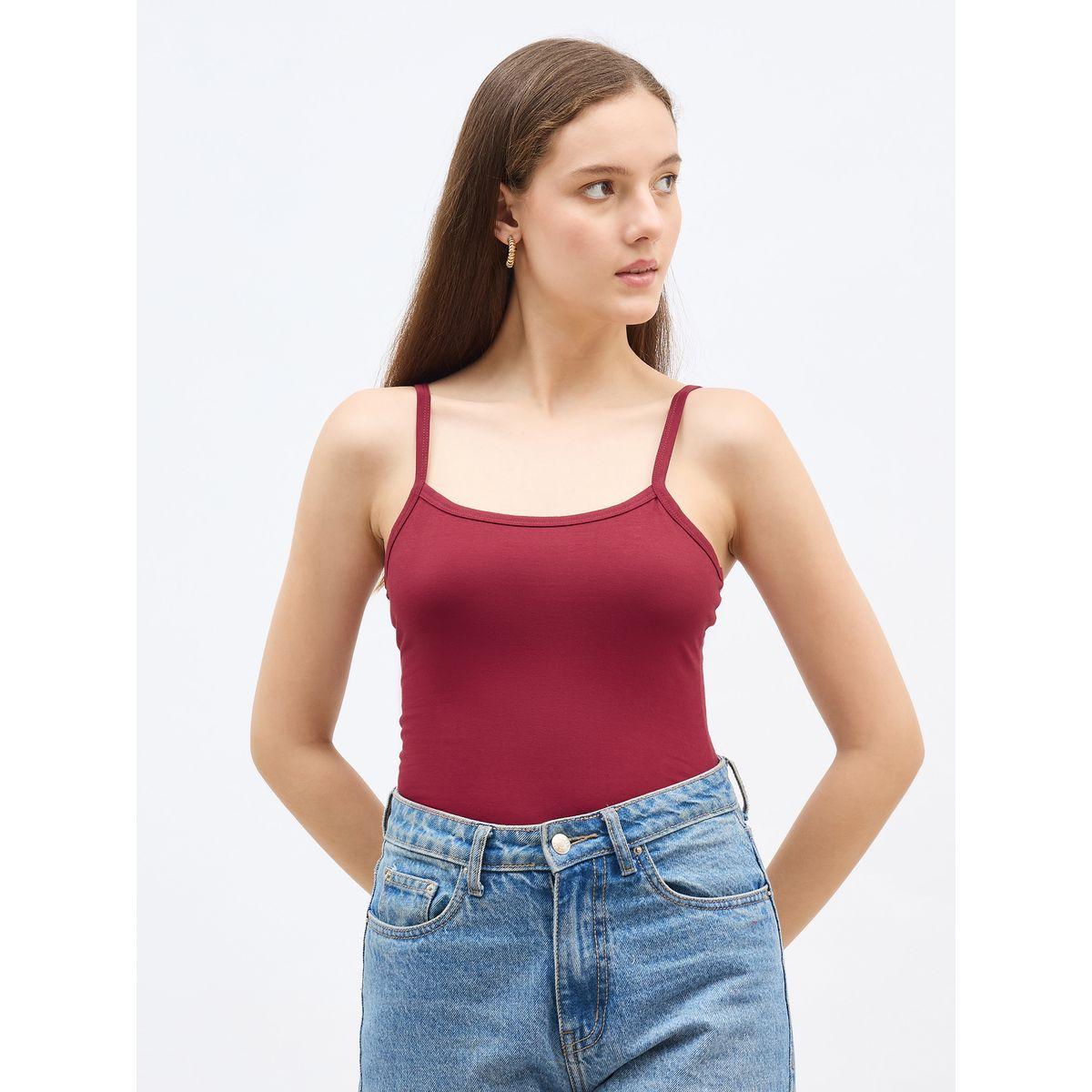Styli Fitted Solid Scoop Neck Strappy Tank-women-clothing-tshirts-image-2