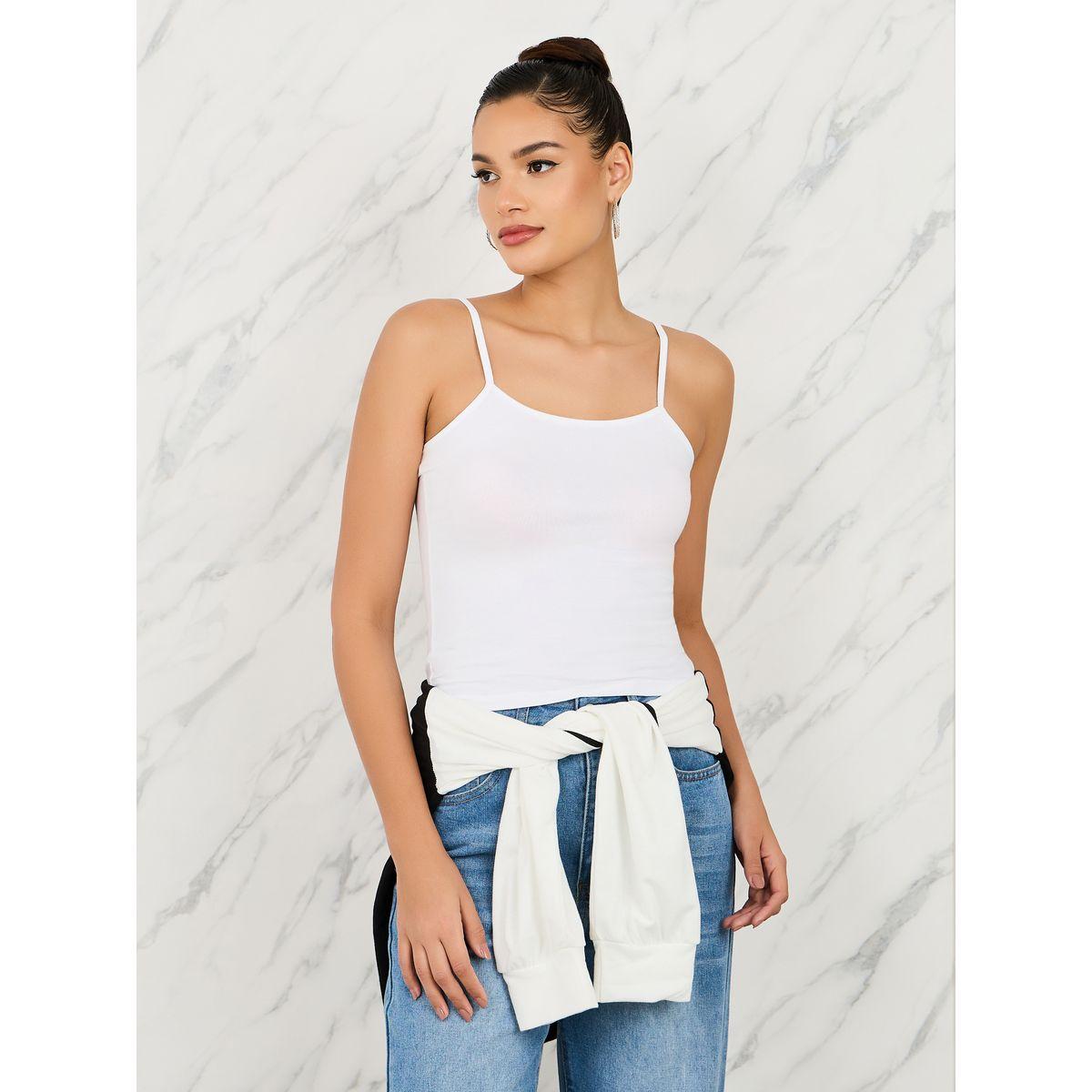 Styli Fitted Solid Scoop Neck Strappy Tank-women-clothing-tshirts-image-1