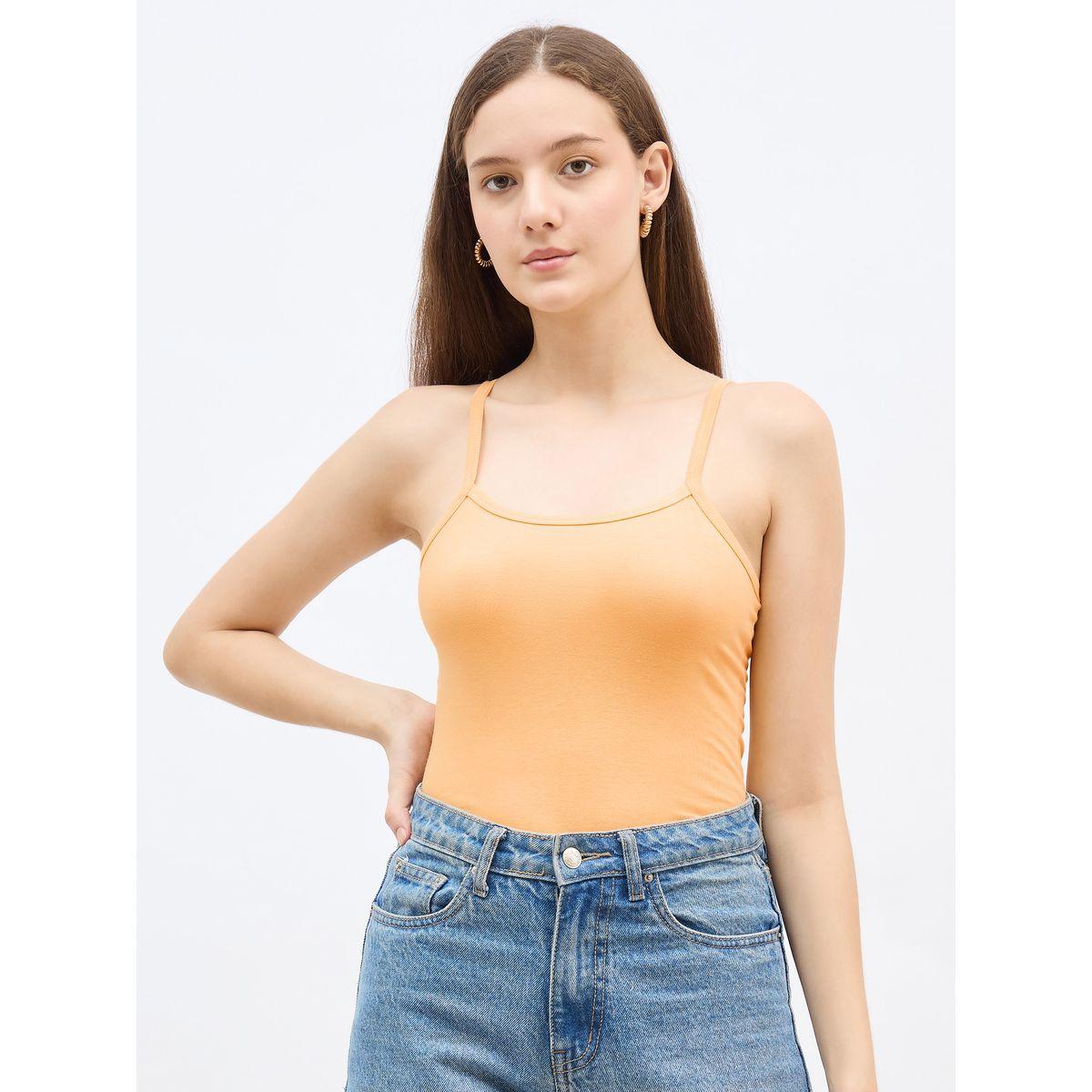 بلوزة سادة بياقة سكوب مع حمالات-women-clothing-tshirts-image-2