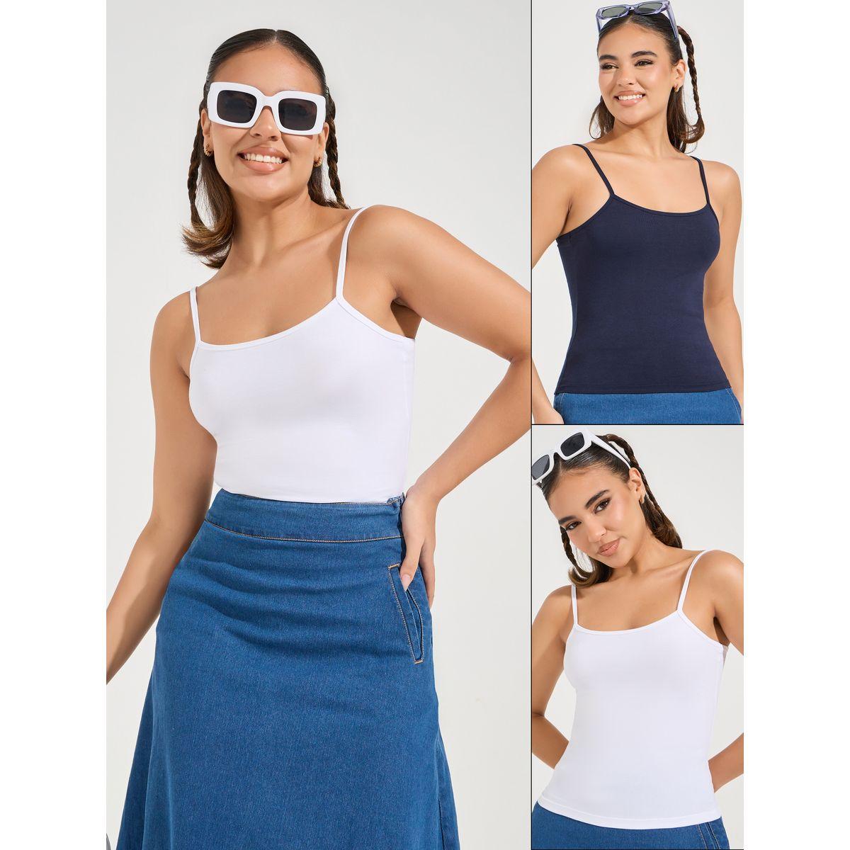 Styli Pack of 2 - Cotton Lycra Strappy Cami-women-clothing-tshirts-image-1