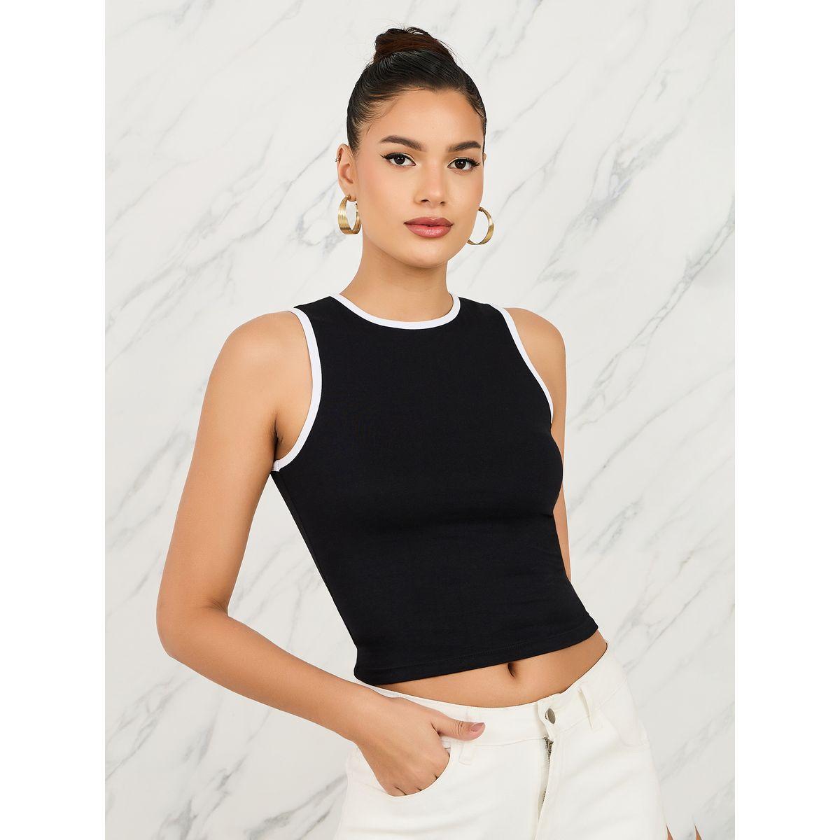 Styli Fitted Contrast Trim Tank-women-clothing-tshirts-image-3