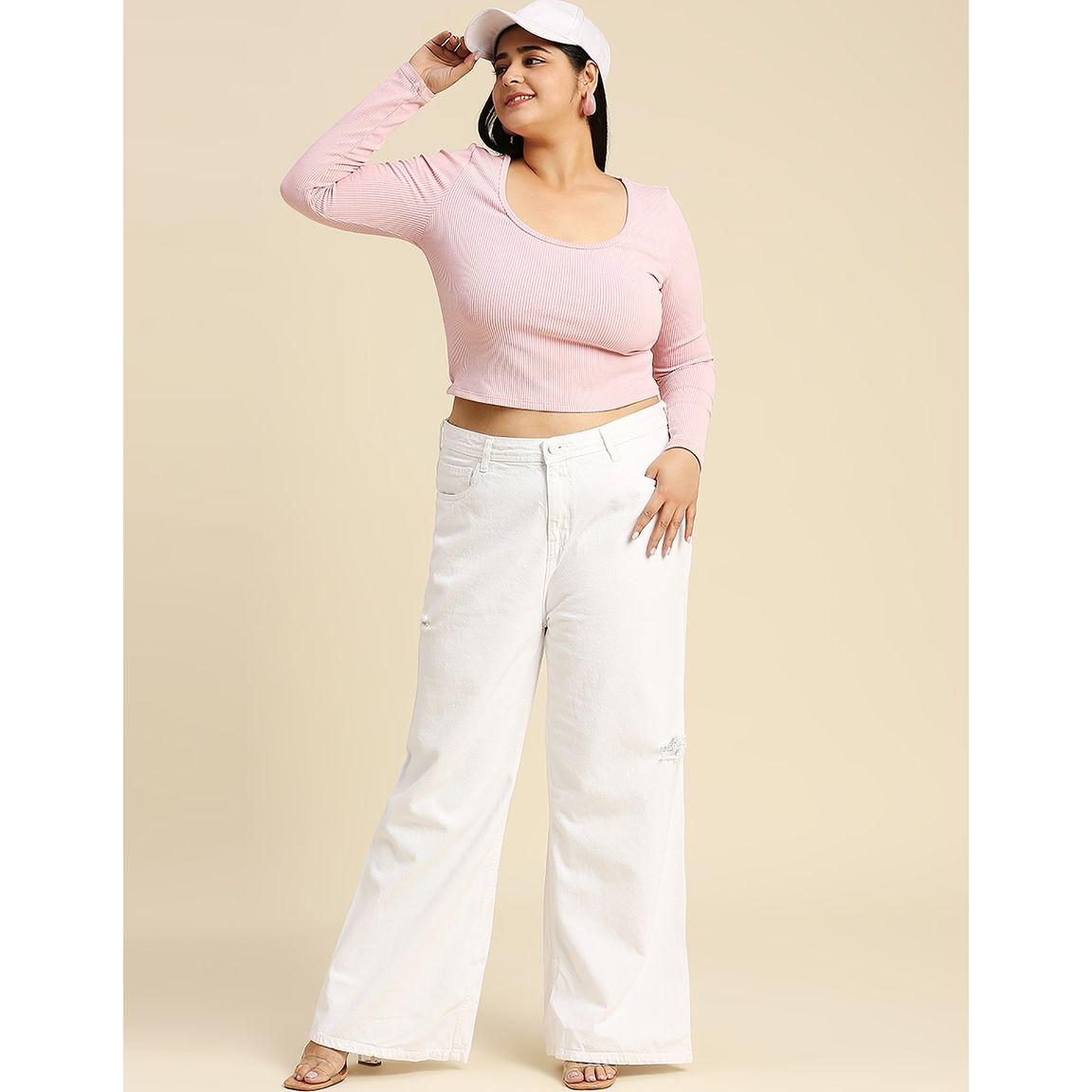 جينز بأرجل واسعة وتفاصيل ممزقة هاي ستار × ستايلي-women-clothing-bottoms-jeans-image-1