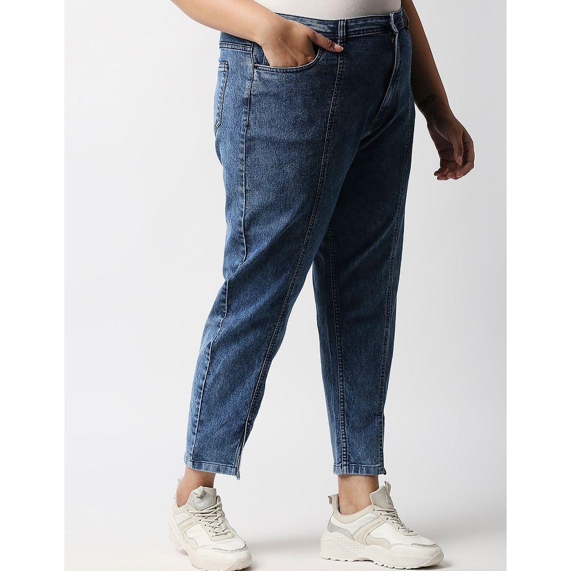 جينز بقصة موم مع خصر عالي هاي ستار × ستايلي-women-clothing-bottoms-jeans-image-4