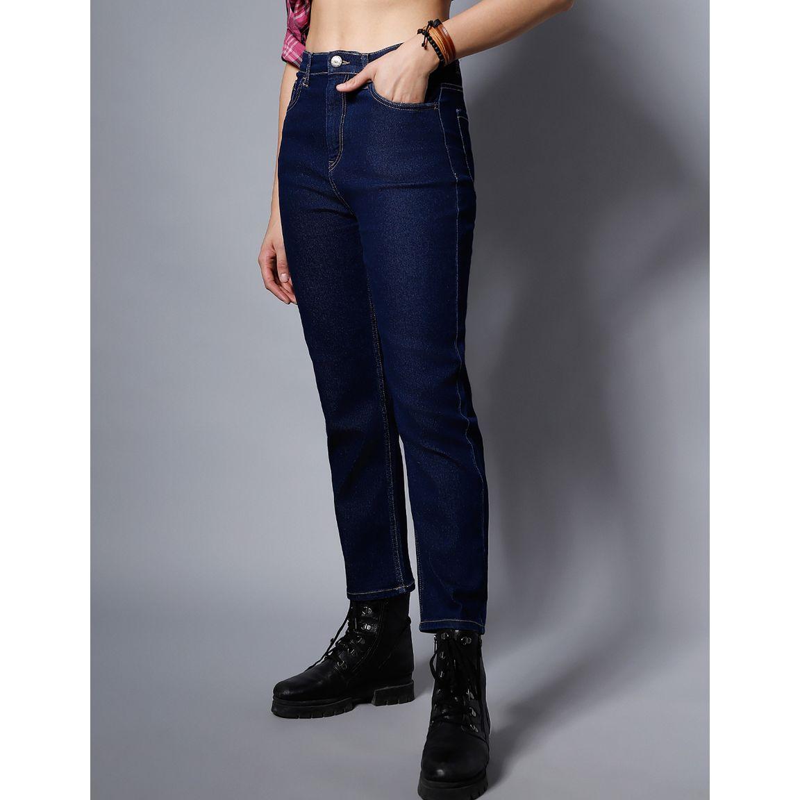 جينز بنسيج قابل للتمدد مع قصة أرجل مستقيمة هاي ستار × ستايلي-women-clothing-bottoms-jeans-image-3
