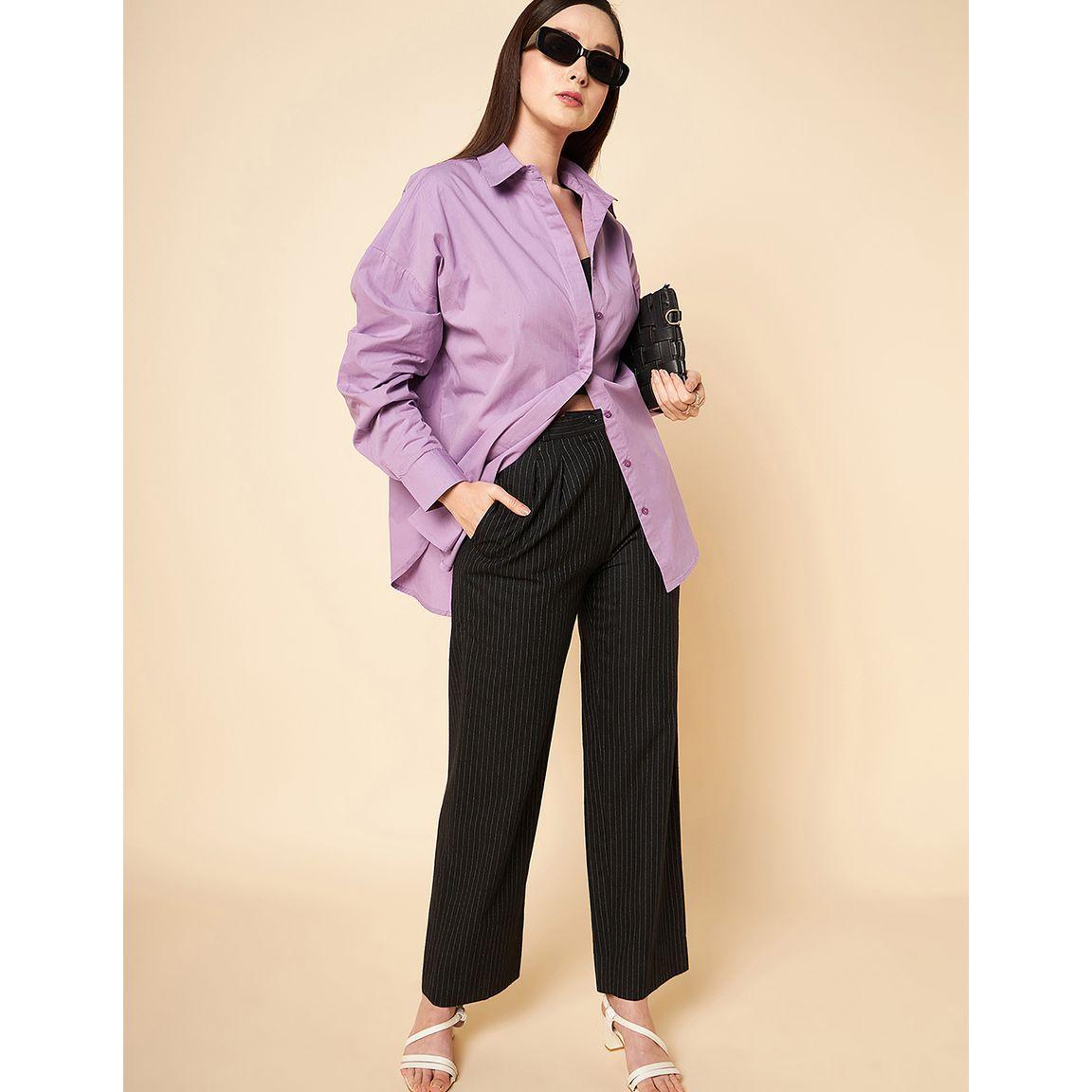 High Star Oversized Solid Button Front Shirt-women-clothing-shirtsandblouses-shirts-image-2